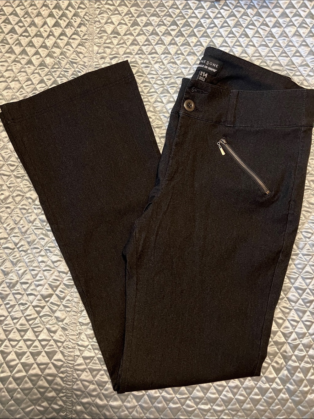 One 5 0ne Black bootcut Dress Pants with Welt Back Pocket